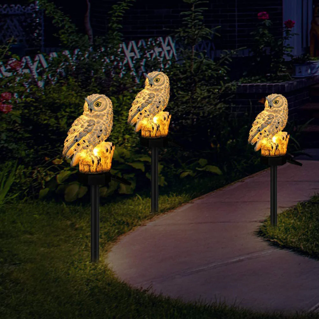 Solar uil buitenlamp – sfeervolle draadloze tuinlamp op zonne-energie met warmwitte led en uilendesign