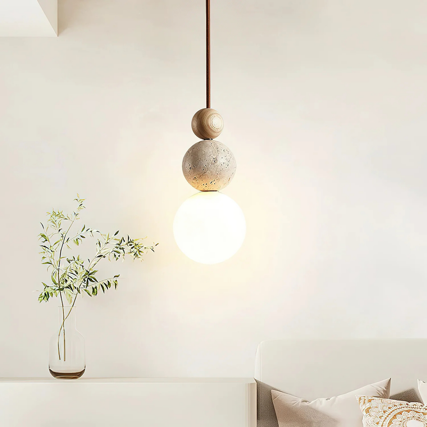 Travertin Duo Hanglamp – Natuurlijke Sfeer en Moderne Eenvoud