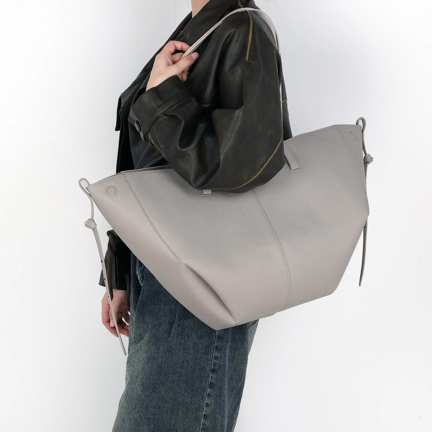 Dames tas set – tote en clutch, PU leer, vintage design, ruim
