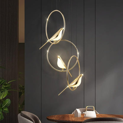 Elavira LED Hanglamp – Kunstzinnig Design met Vogelvorm en Ringstructuur