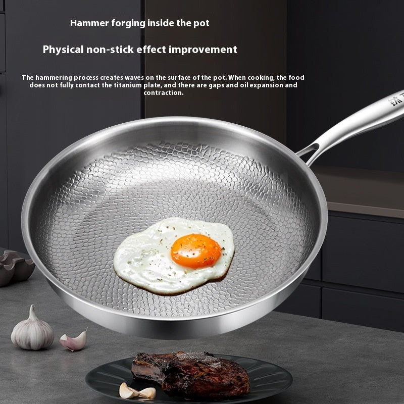 Pure Titanium Koekenpan Zonder Coating – PFAS-vrij, Krasbestendig & Inductiegeschikt | Verkrijgbaar in 26cm, 28cm & 30cm