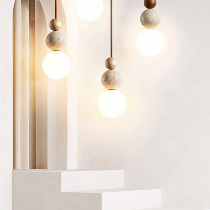 Travertin Duo Hanglamp – Natuurlijke Sfeer en Moderne Eenvoud