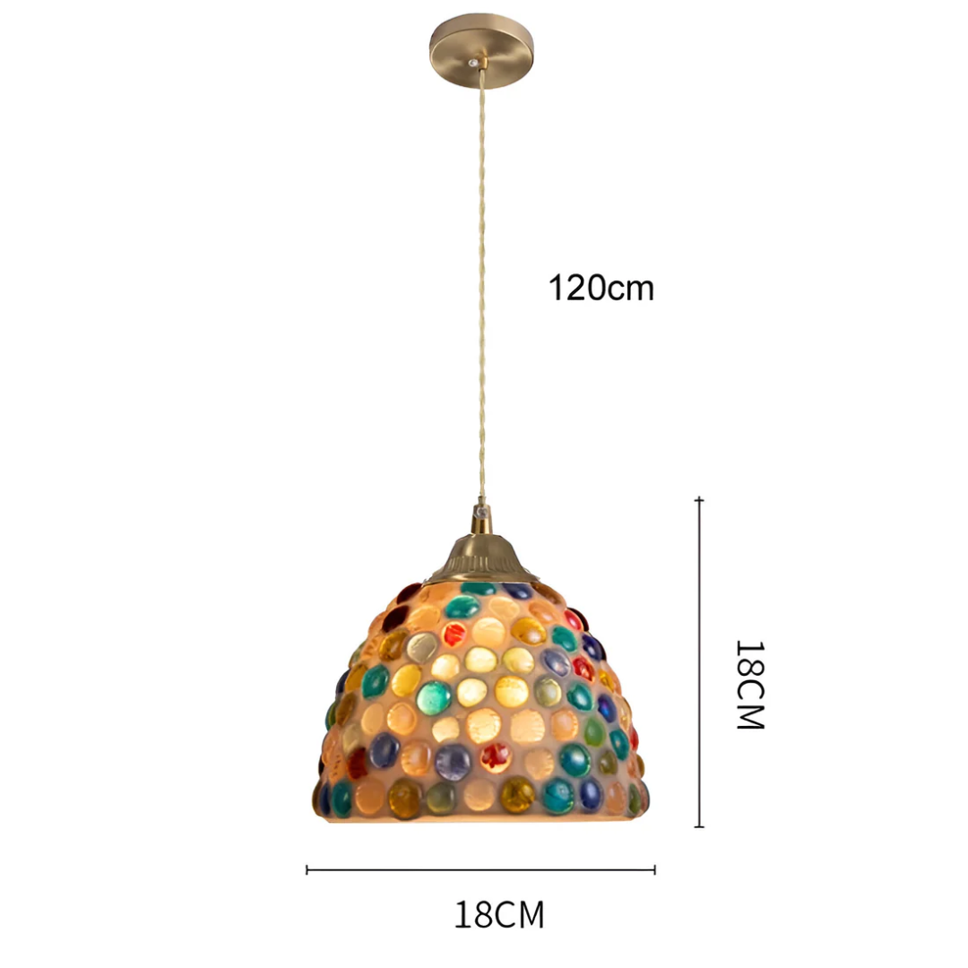 Hanglamp Eettafel van Glas en Koper – Unieke Retro Designlamp met Warme LED Verlichting | Sfeervolle Lamp voor Woonkamer of Slaapkamer