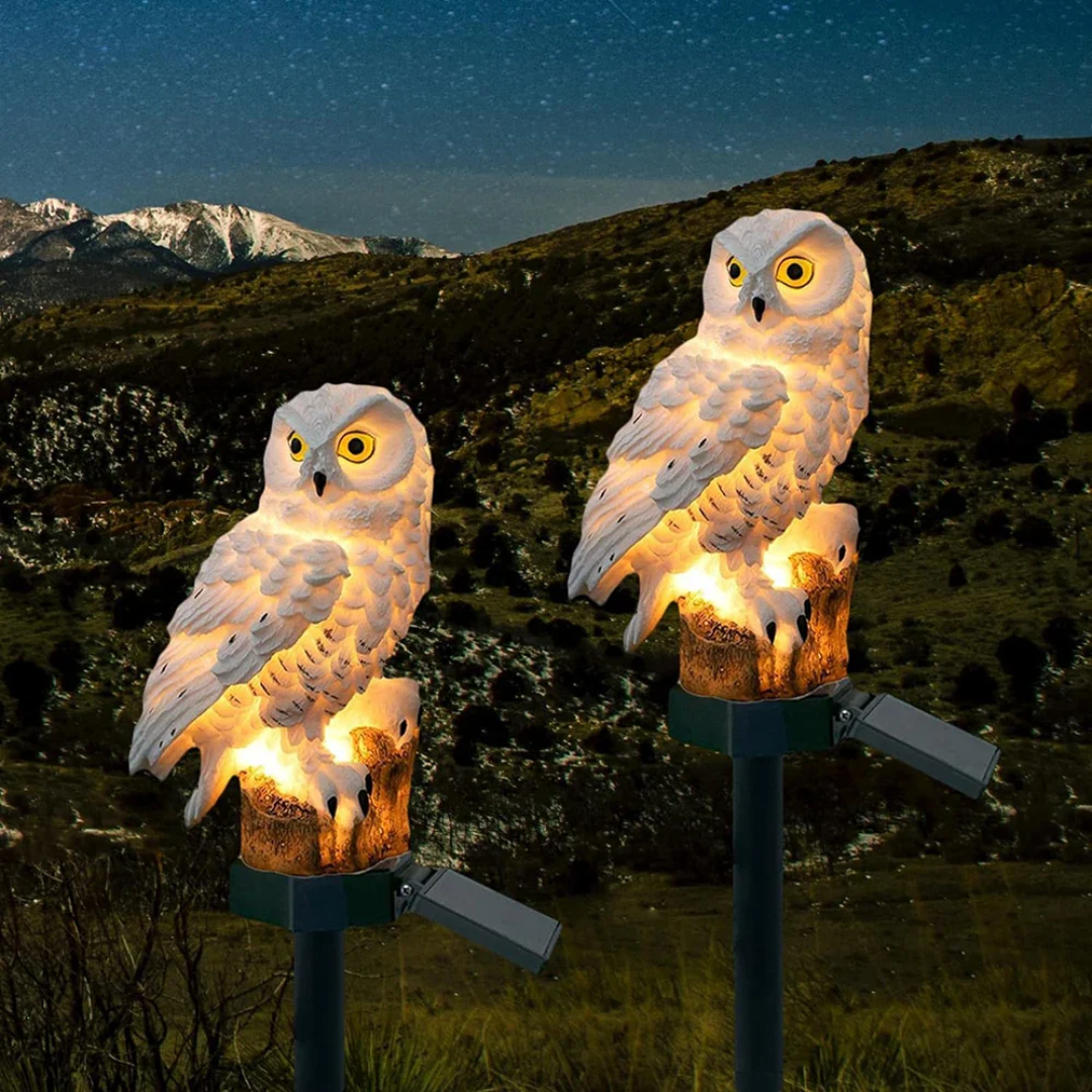Solar uil buitenlamp – sfeervolle draadloze tuinlamp op zonne-energie met warmwitte led en uilendesign