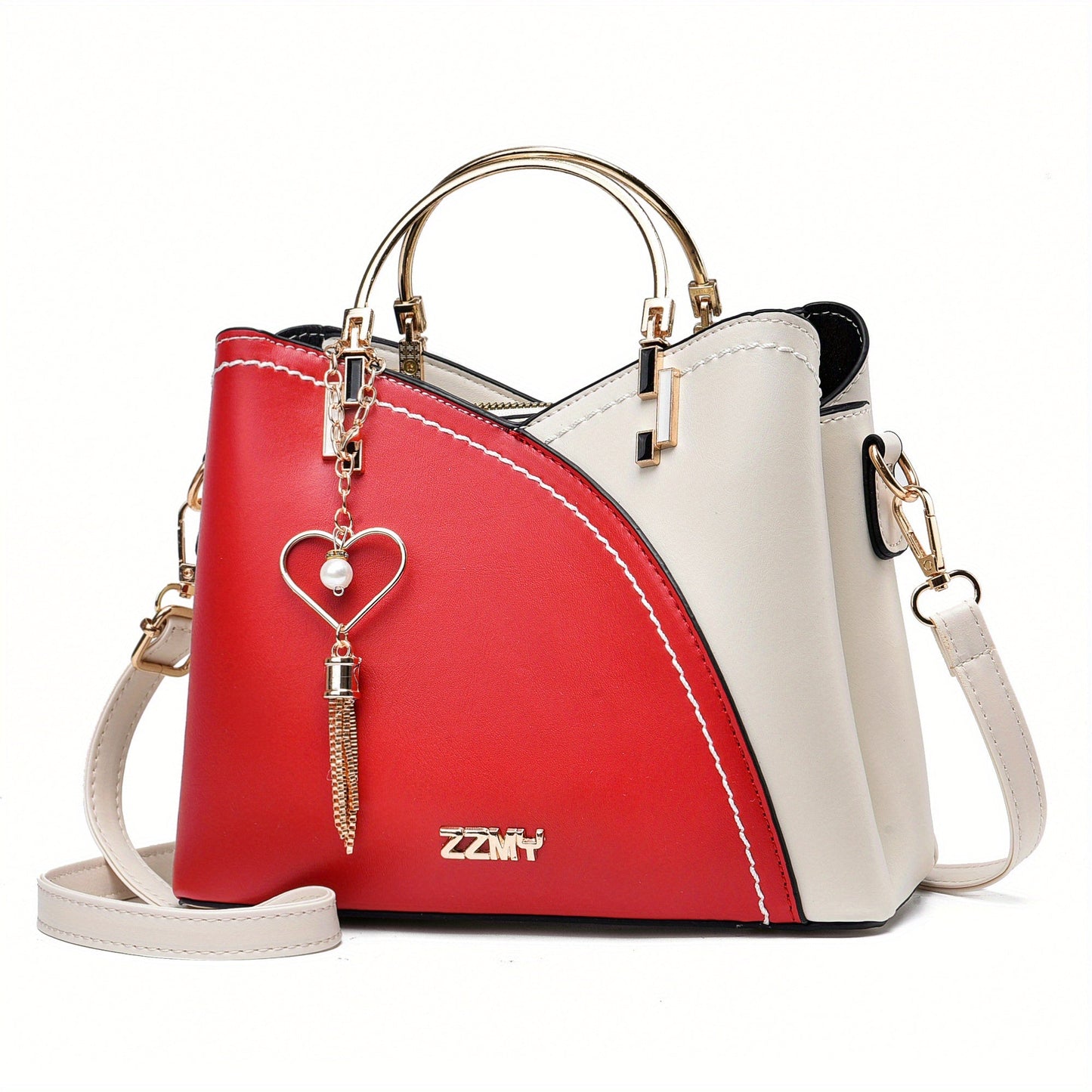 Dames handtas – kleurblok design, kwast details, ruim, stijlvol