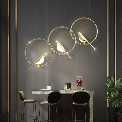 Elavira LED Hanglamp – Kunstzinnig Design met Vogelvorm en Ringstructuur