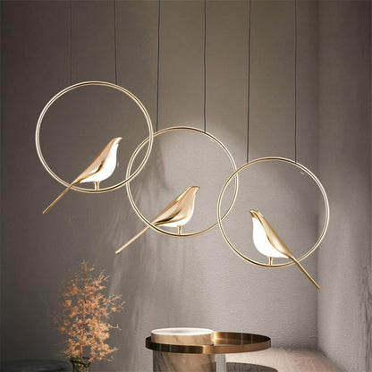 Elavira LED Hanglamp – Kunstzinnig Design met Vogelvorm en Ringstructuur