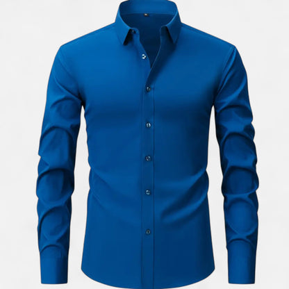 Heren Slim-Fit Lange Mouwen Overhemd met Stretch