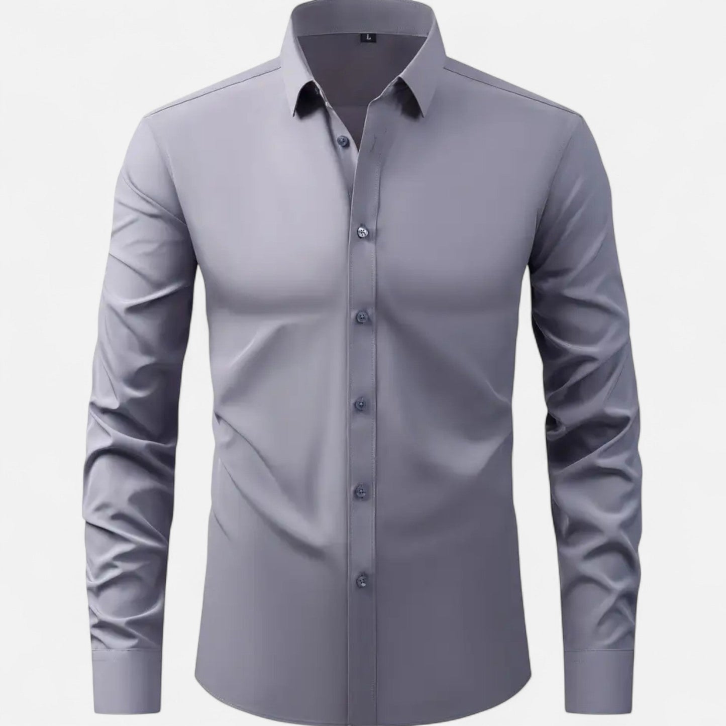 Heren Slim-Fit Lange Mouwen Overhemd met Stretch