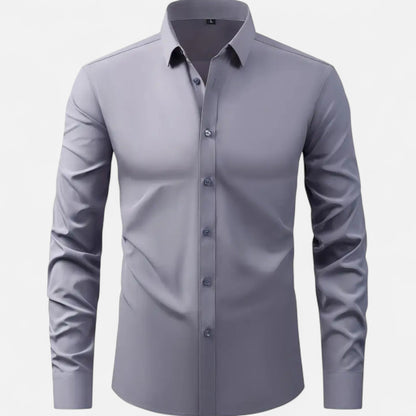 Heren Slim-Fit Lange Mouwen Overhemd met Stretch