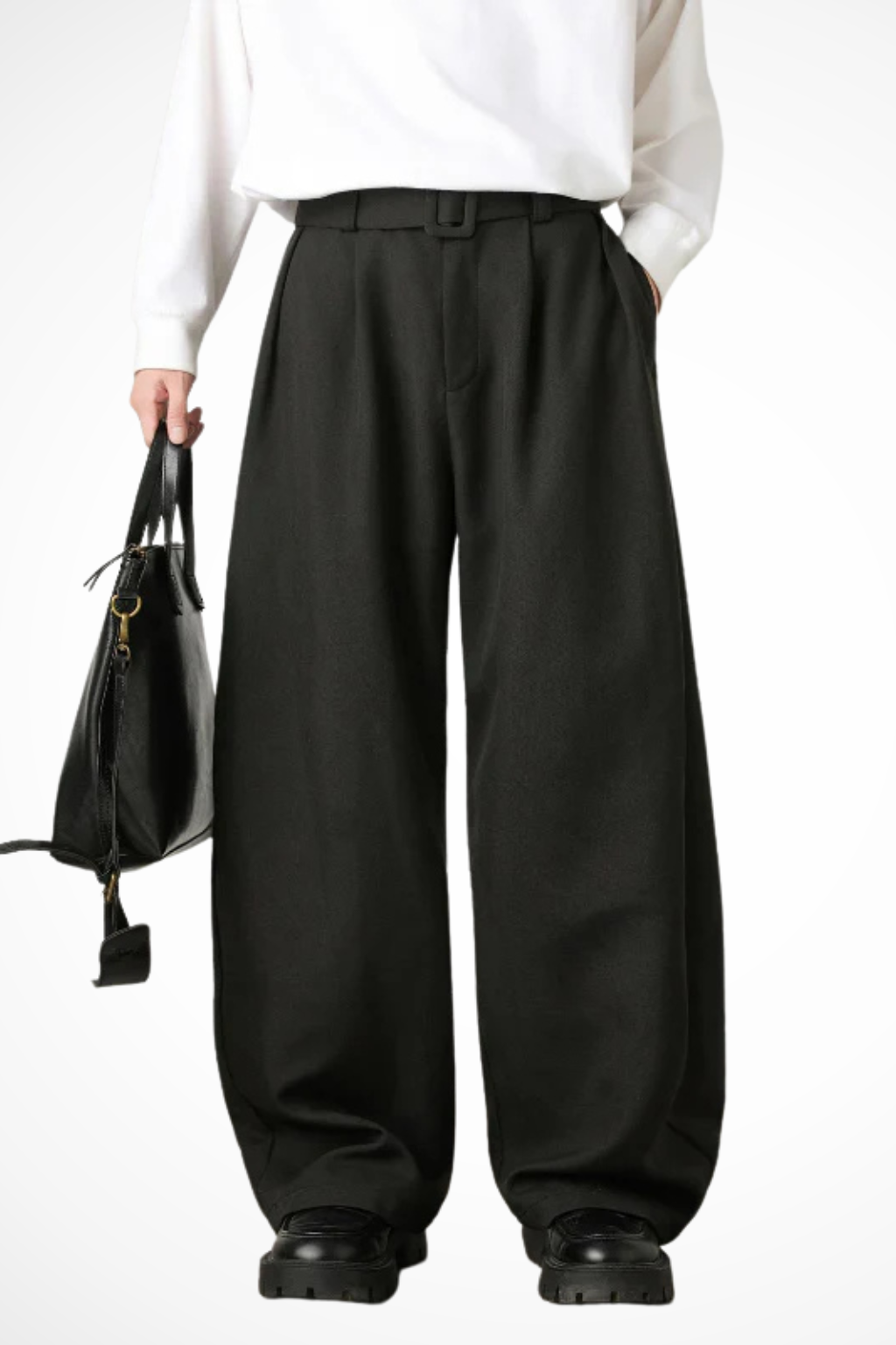 Hoge taille pantalon met riem – Sterk en stijlvol silhouet