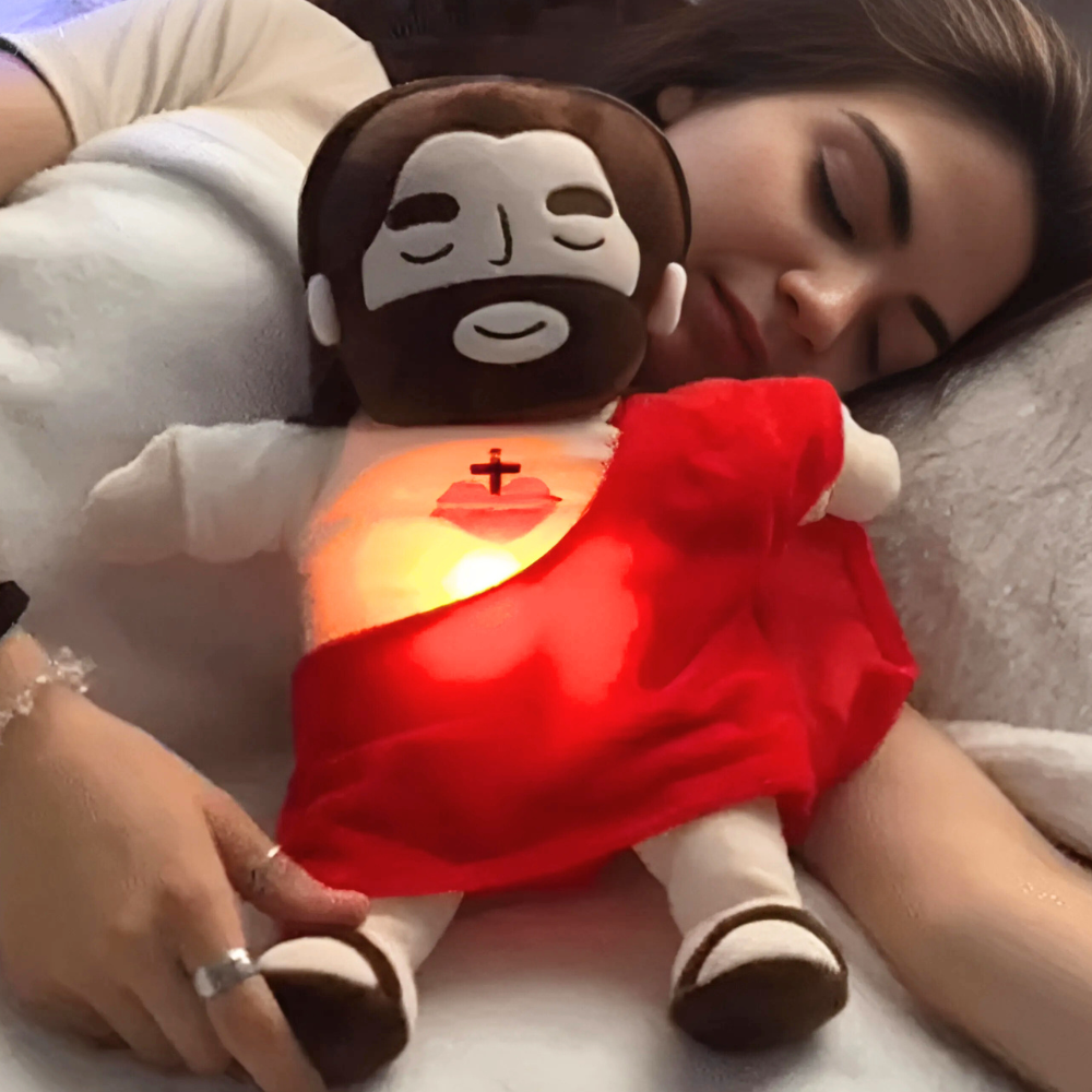 Jesus knuffel met ademend effect – Religieus knuffelspeeltje voor kinderen en rustmomenten