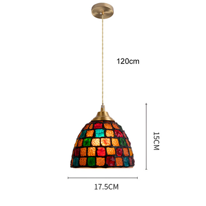 Hanglamp Eettafel van Glas en Koper – Unieke Retro Designlamp met Warme LED Verlichting | Sfeervolle Lamp voor Woonkamer of Slaapkamer