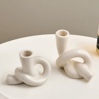Minimalistische Keramische Knoop Kandelaar – Stijlvolle Woondecoratiev