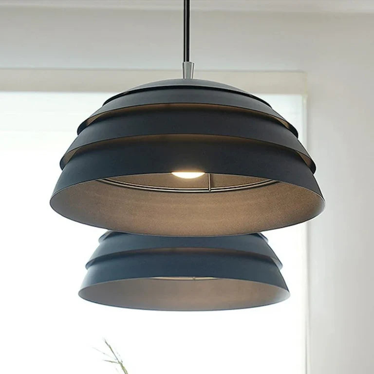 Industriële Hanglamp – Gelaagde IJzeren Lamp in Mat Zwart | Moderne Loft Verlichting