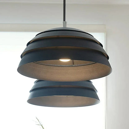 Industriële Hanglamp – Gelaagde IJzeren Lamp in Mat Zwart | Moderne Loft Verlichting