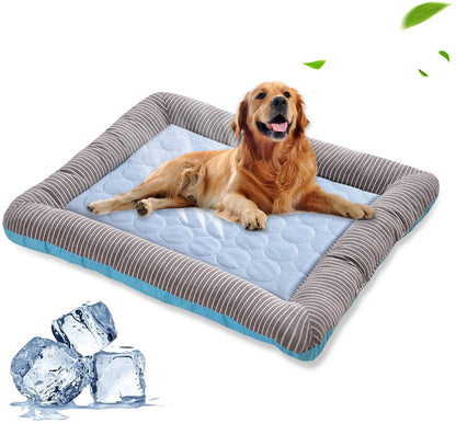 Verkoelende Huisdiermat voor Hond of Kat – Zomer Koelmat van Ice Silk in Blauw of Roze