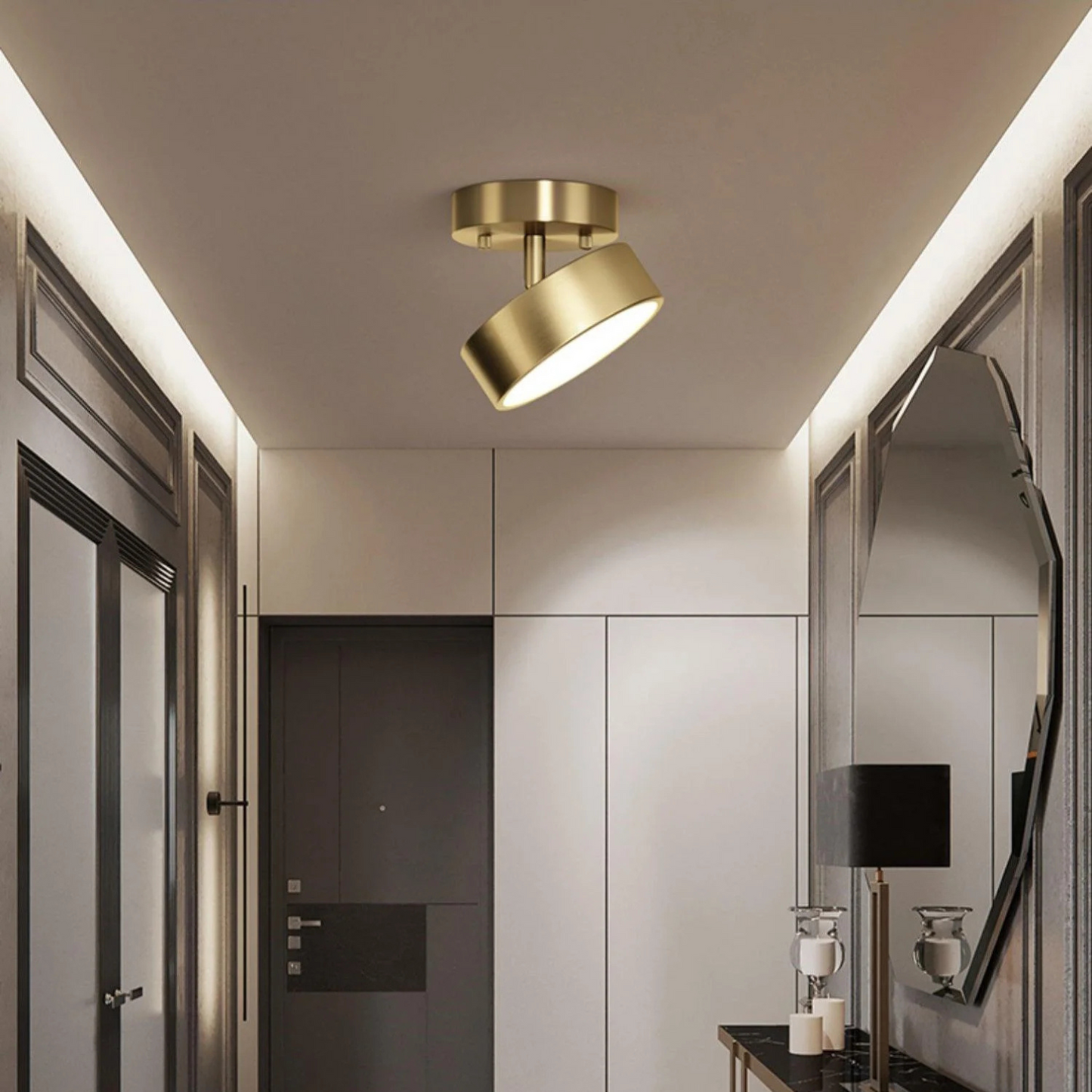 Gouden Draaibare Plafondlamp – Minimalistische Luxe voor elke Ruimte