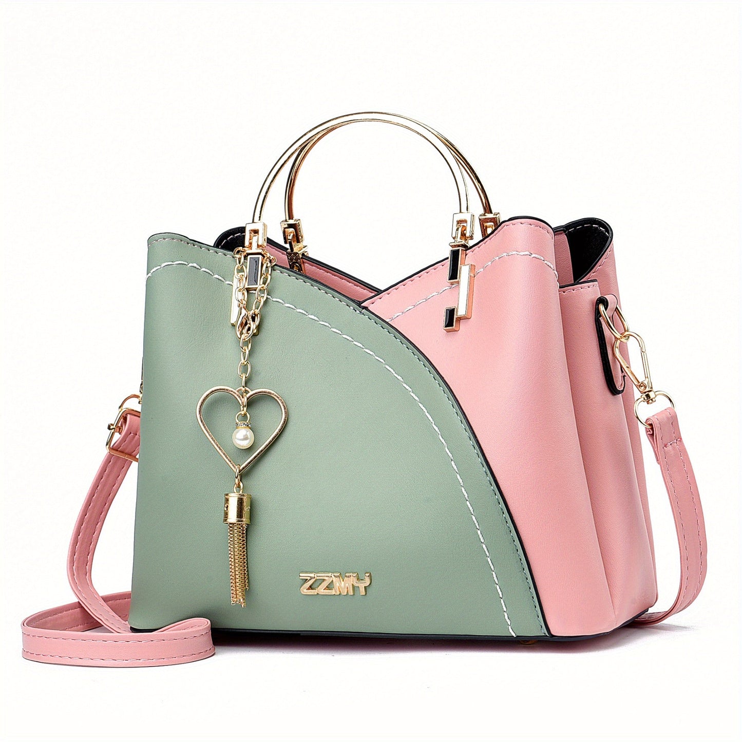 Dames handtas – kleurblok design, kwast details, ruim, stijlvol