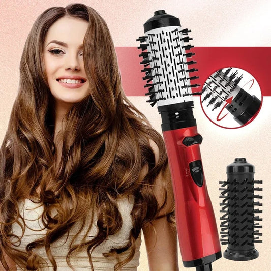 Rotating Hair DryerRoterende Föhnborstel met 2 Opzetborstels – 360° Draaibare Föhn voor Volume, Krullen & Steilen | Ionentechnologie & Temperatuurinstellingen