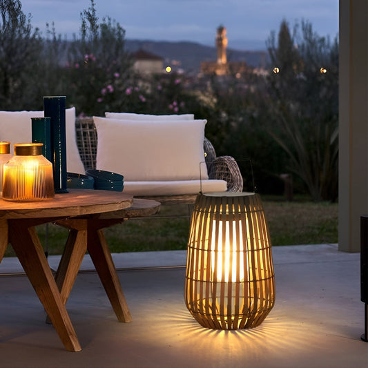 Liora Buitenlantaarn – Handgemaakte Rotan-Style Tuinlamp met Warm LED Licht