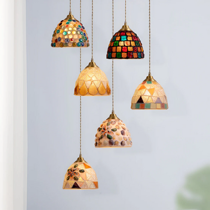 Hanglamp Eettafel van Glas en Koper – Unieke Retro Designlamp met Warme LED Verlichting | Sfeervolle Lamp voor Woonkamer of Slaapkamer
