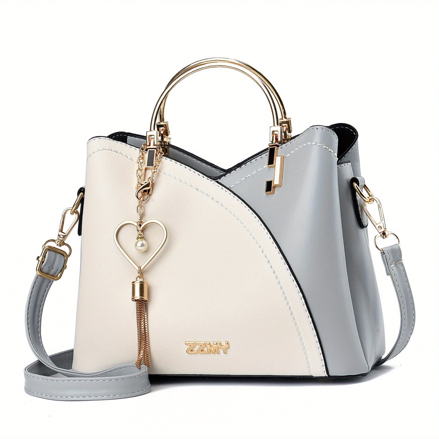 Dames handtas – kleurblok design, kwast details, ruim, stijlvol