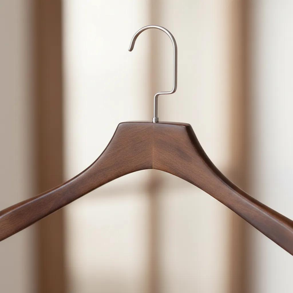 Kleerhangers – Walnoothout met Messing Haak (Set van 4)