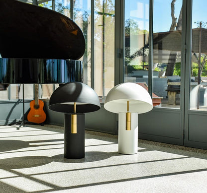 Virella Design Tafellamp – Paddenstoelvormige Lamp in Goud & Wit