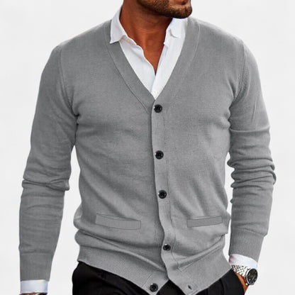Heren cardigan – moderne katoenmengsel pasvorm