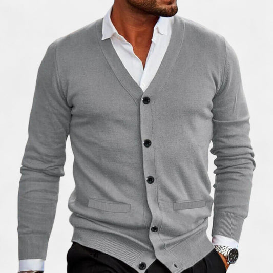 Heren cardigan – moderne katoenmengsel pasvorm