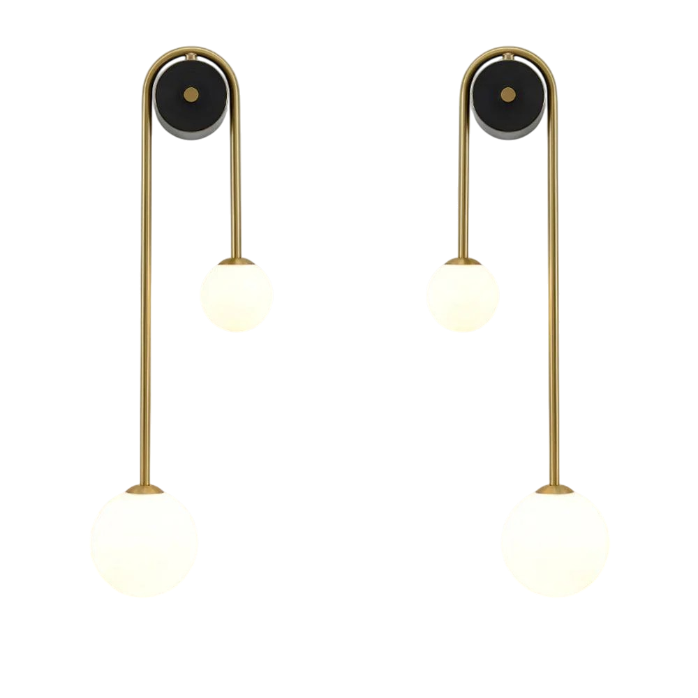 Bogen-Wandlamp in Messing – Gebogen Design | Moderne Wandverlichting van Glas & Messing voor Slaapkamer, Hal of Woonkamer