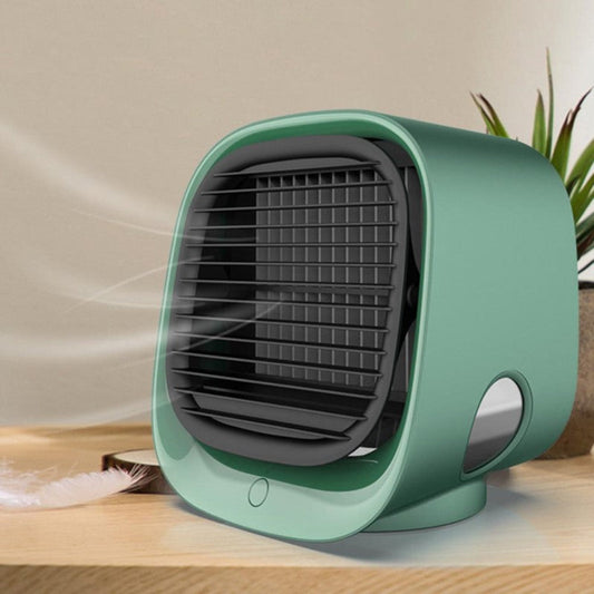 2-in-1 Luchtkoeler en Luchtbevochtiger - USB Desktop Ventilator met LED Verlichting en Automatische Uitschakeling