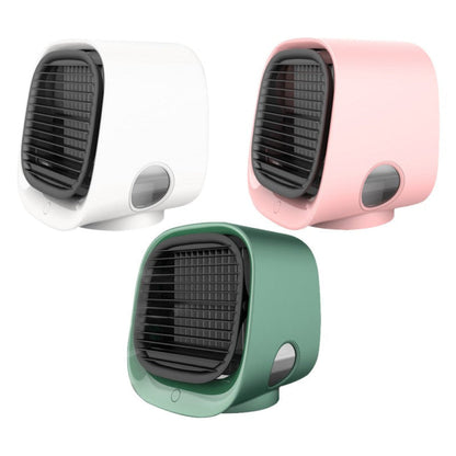 2-in-1 Luchtkoeler en Luchtbevochtiger - USB Desktop Ventilator met LED Verlichting en Automatische Uitschakeling
