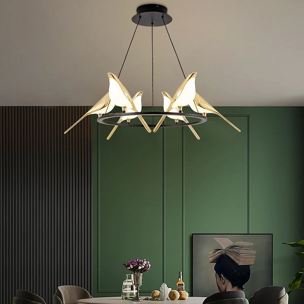 Elavira LED Hanglamp – Kunstzinnig Design met Vogelvorm en Ringstructuur