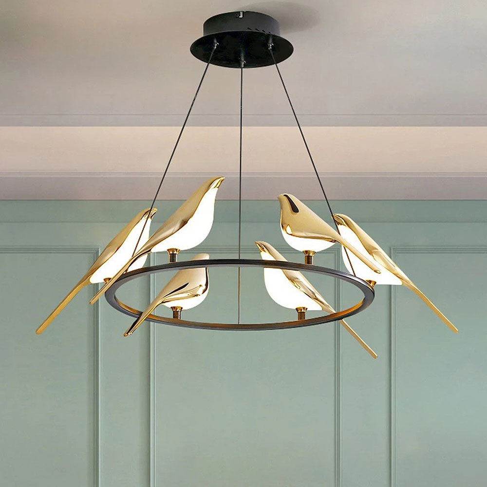 Elavira LED Hanglamp – Kunstzinnig Design met Vogelvorm en Ringstructuur