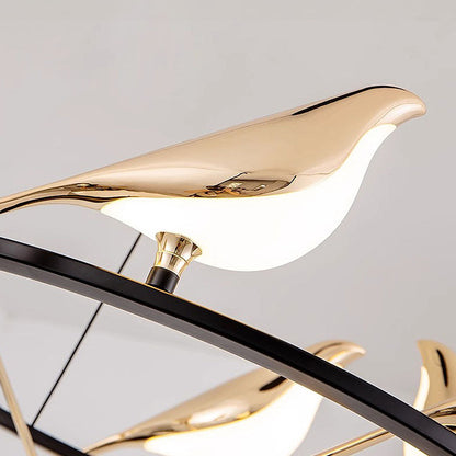 Elavira LED Hanglamp – Kunstzinnig Design met Vogelvorm en Ringstructuur