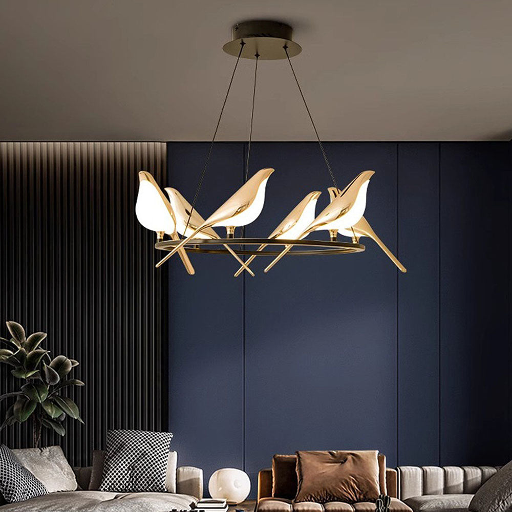 Elavira LED Hanglamp – Kunstzinnig Design met Vogelvorm en Ringstructuur