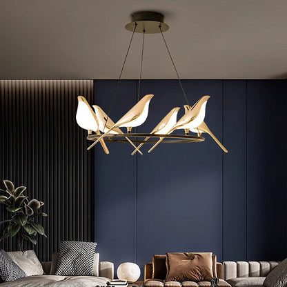Elavira LED Hanglamp – Kunstzinnig Design met Vogelvorm en Ringstructuur