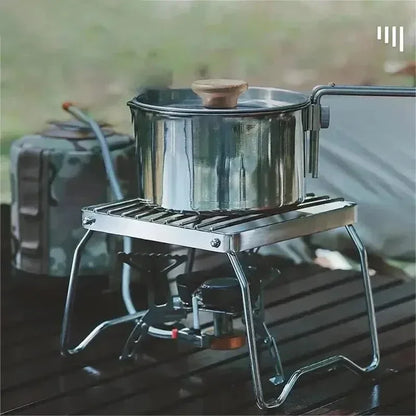 Draagbare Vouwbare RVS Barbecue Rack Set voor Kamperen en Buiten Koken - Lichtgewicht en Duurzaam 40 x 30 x 15 cm