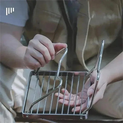 Draagbare Vouwbare RVS Barbecue Rack Set voor Kamperen en Buiten Koken - Lichtgewicht en Duurzaam 40 x 30 x 15 cm