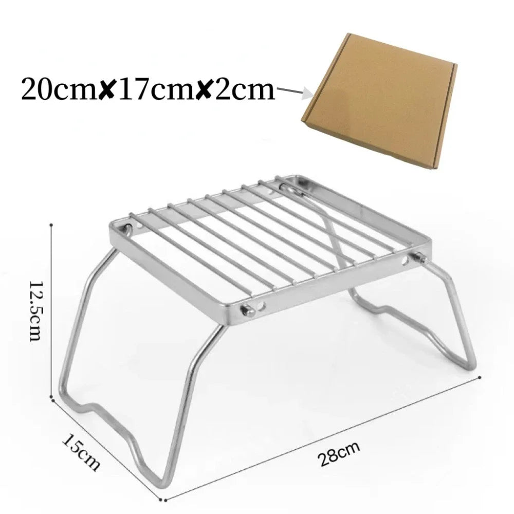 Draagbare Vouwbare RVS Barbecue Rack Set voor Kamperen en Buiten Koken - Lichtgewicht en Duurzaam 40 x 30 x 15 cm