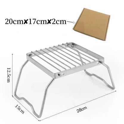 Draagbare Vouwbare RVS Barbecue Rack Set voor Kamperen en Buiten Koken - Lichtgewicht en Duurzaam 40 x 30 x 15 cm