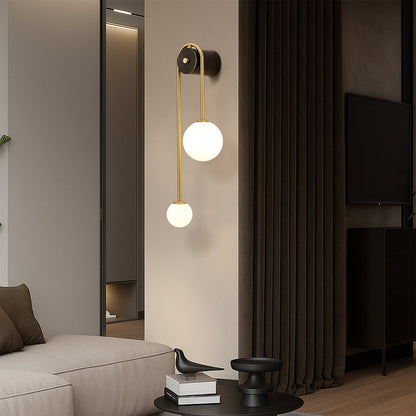 Bogen-Wandlamp in Messing – Gebogen Design | Moderne Wandverlichting van Glas & Messing voor Slaapkamer, Hal of Woonkamer