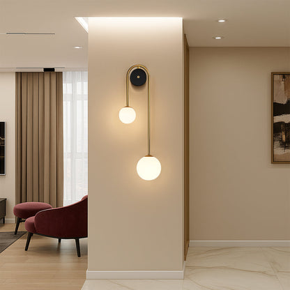Bogen-Wandlamp in Messing – Gebogen Design | Moderne Wandverlichting van Glas & Messing voor Slaapkamer, Hal of Woonkamer