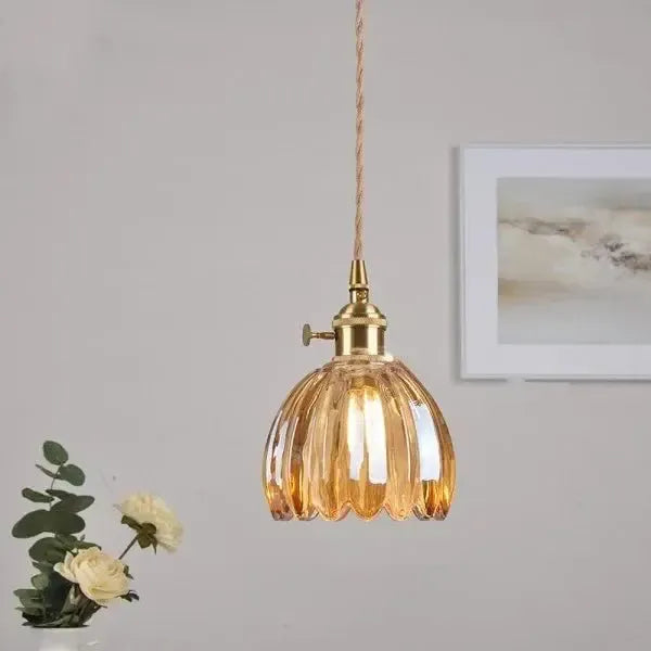 Glazen Bloem Hanglamp – Luxe Designlamp met E27 Fitting & Warme Sfeerverlichting