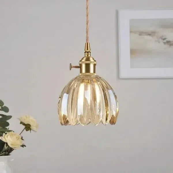 Glazen Bloem Hanglamp – Luxe Designlamp met E27 Fitting & Warme Sfeerverlichting