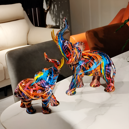 Abstracte Kleurrijke Olifantenbeeld – Artistieke Elegantie voor Elk Interieur