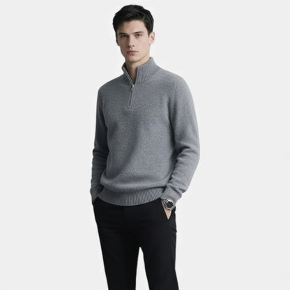 Heren pull-over met opstaande kraag – casual gebreide trui met stretch