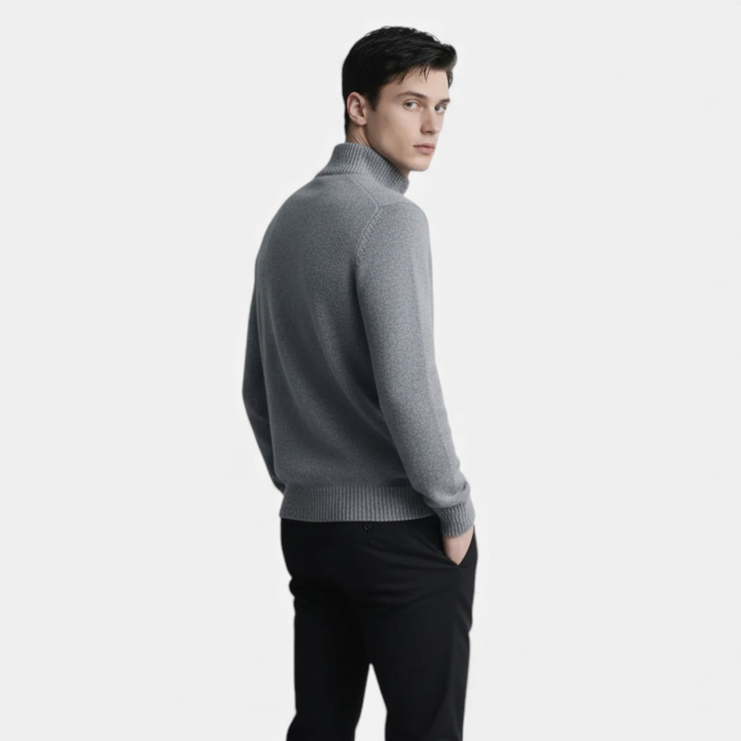 Heren pull-over met opstaande kraag – casual gebreide trui met stretch